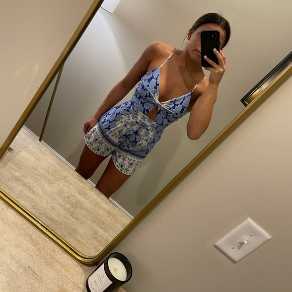 Pants - Blue & White romper